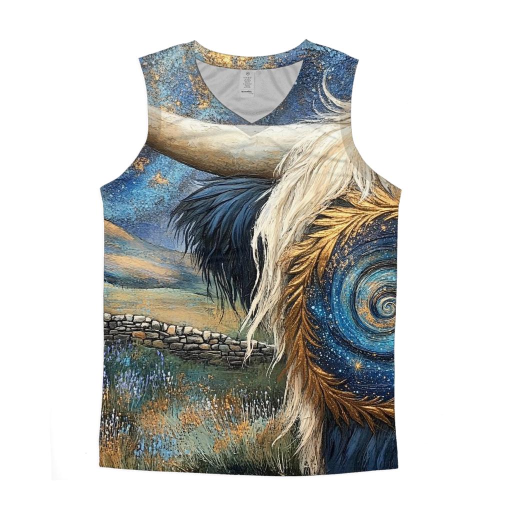 Galaxy Swirl In A Highland Cow Horn Pattern casual summer tank tops