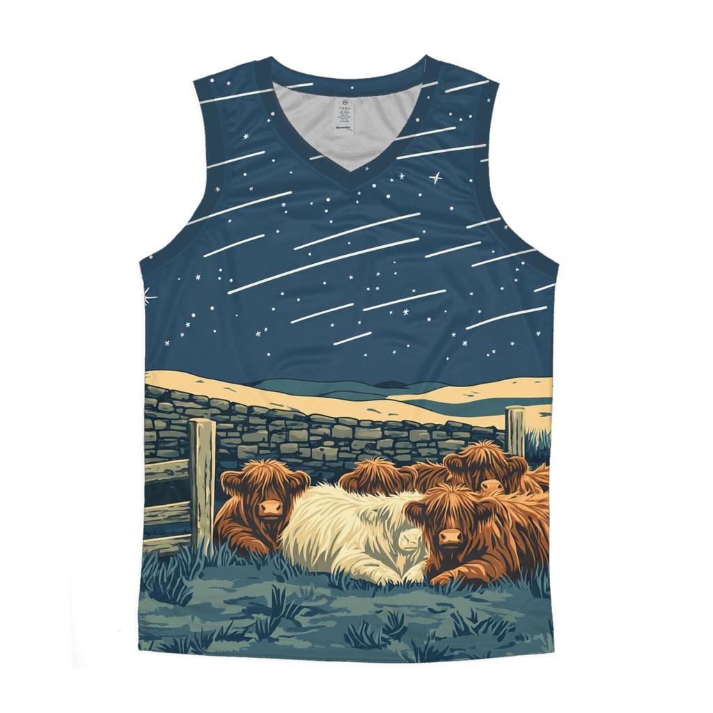 Satellite Trails Over The Highland Cow Fold stylish racerback tanks