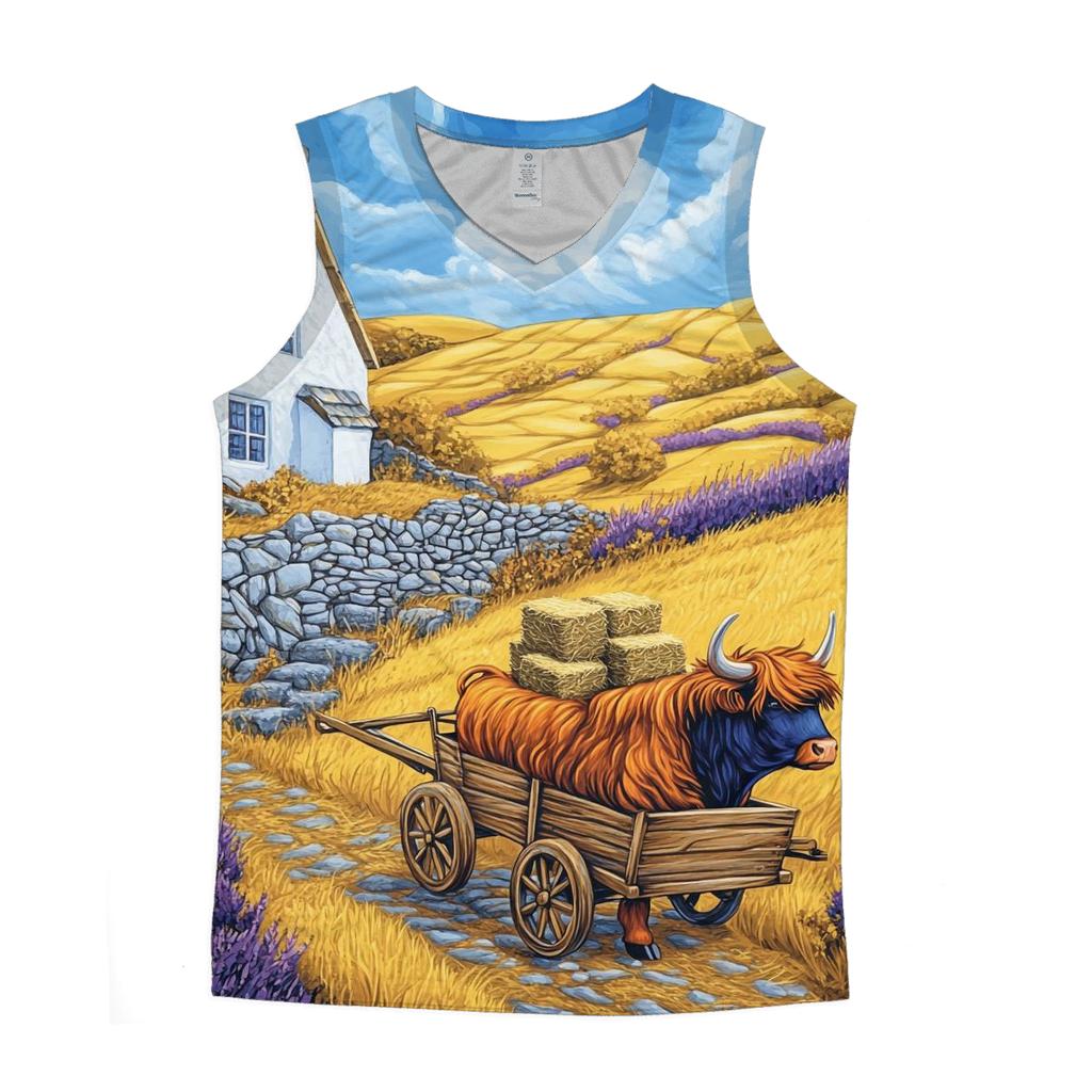 Highland Cow Harvest On The Golden Hill trendy fitted tank tops