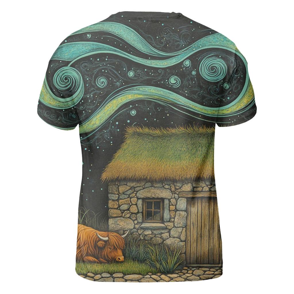 Solar Wind Over The Highland Cow Byre Roof trendy printed shirt styles