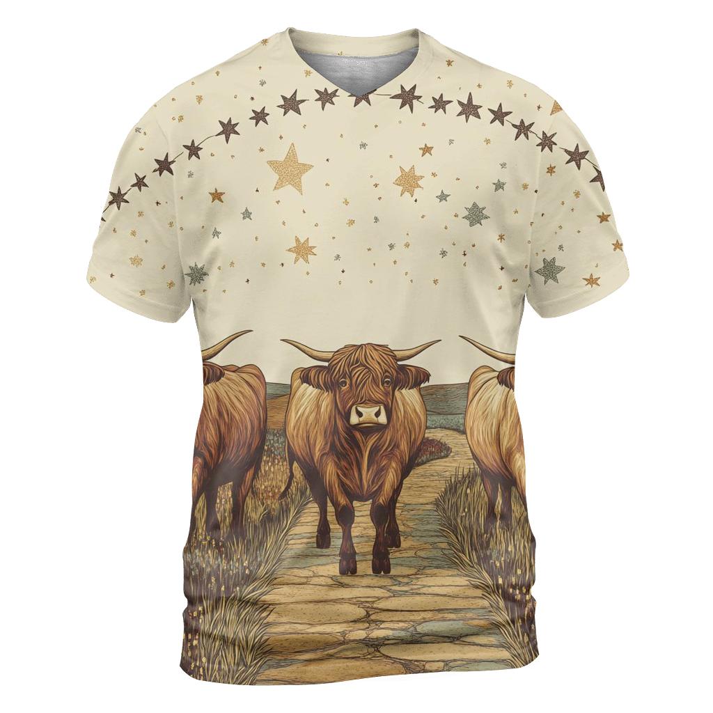 Highland Cow Caravan Under The Star Bridge personalized full print shirts