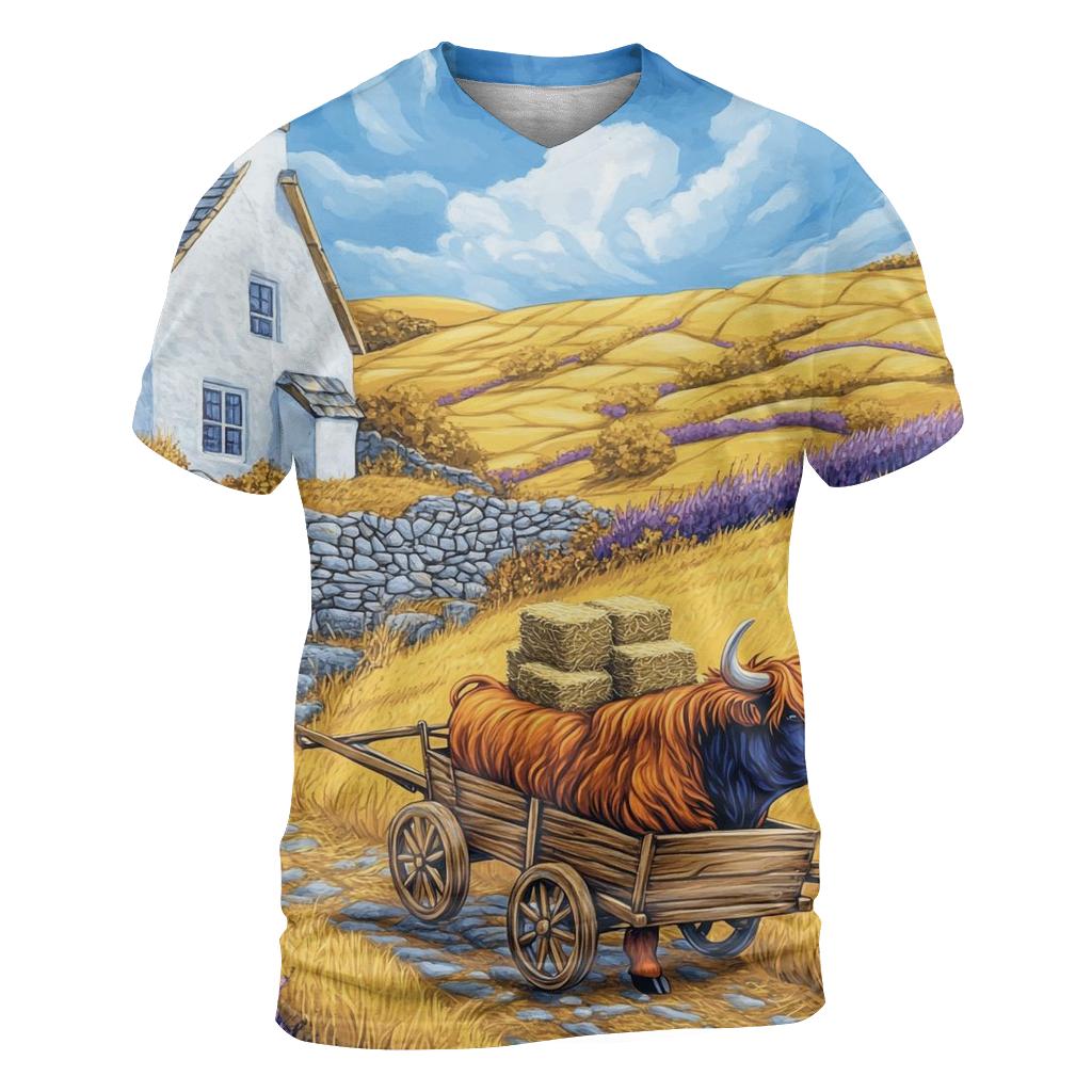 Highland Cow Harvest On The Golden Hill trendy printed shirt styles