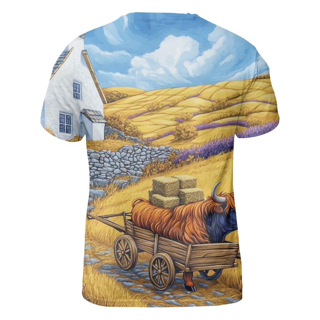 Highland Cow Harvest On The Golden Hill trendy printed shirt styles