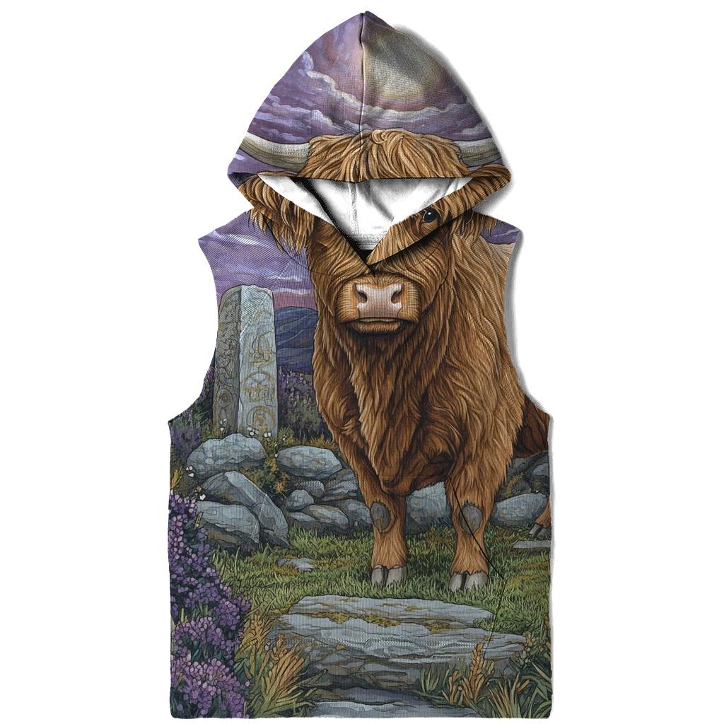 Stone Circle At Dusk With Highland Cow hoodies fashion