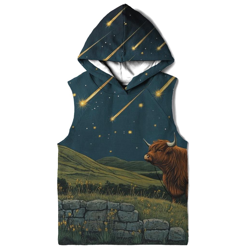 Highland Cow Shepherd Of The Shooting Stars printed hoodies
