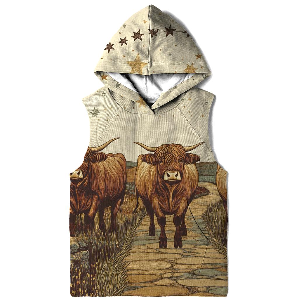Highland Cow Caravan Under The Star Bridge embroidered hoodies