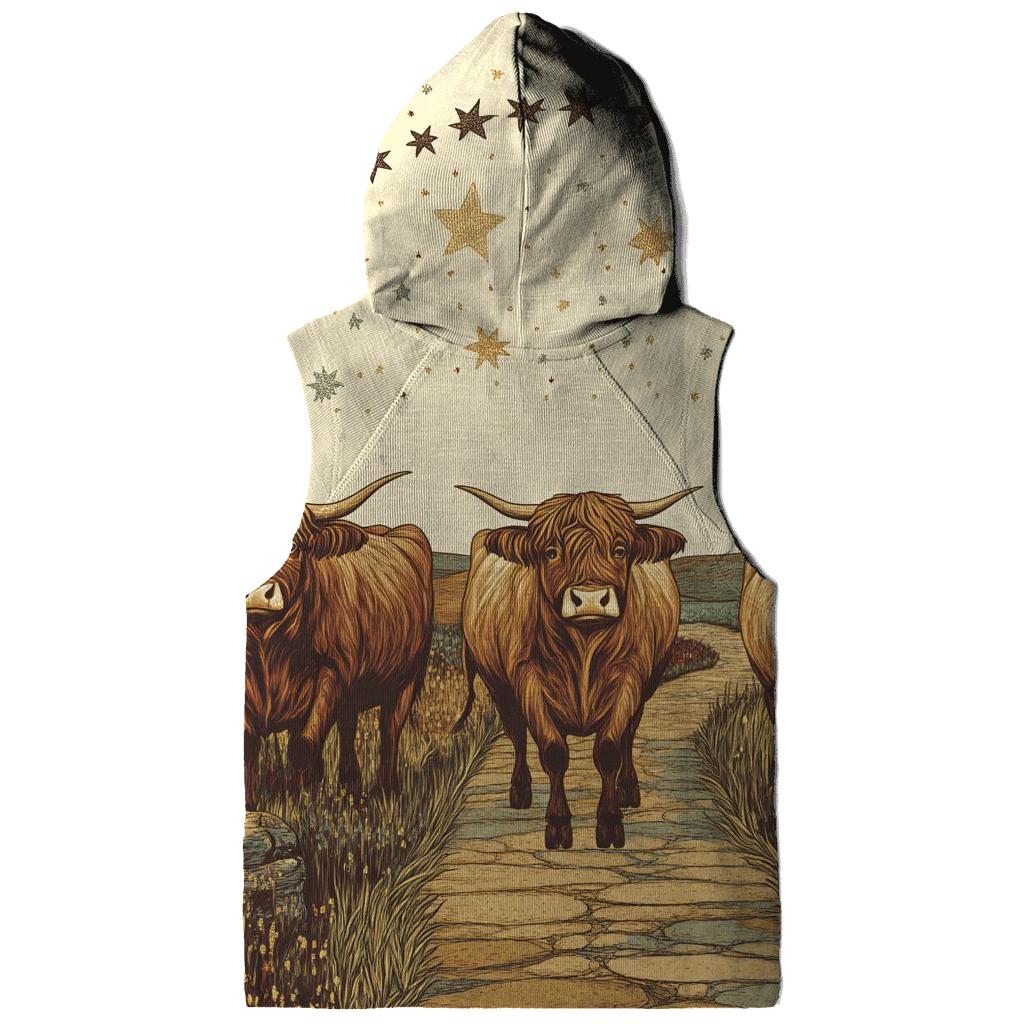 Highland Cow Caravan Under The Star Bridge embroidered hoodies