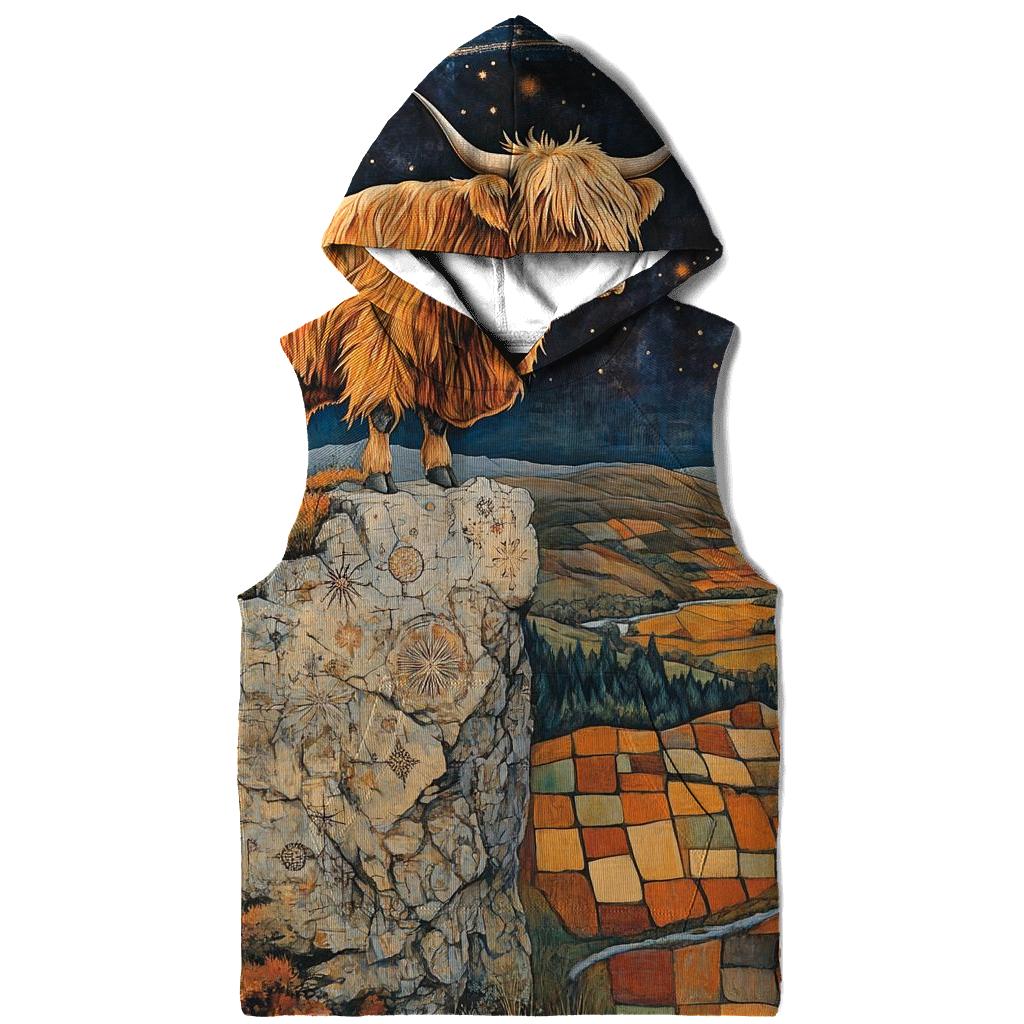 Highland Cow On The Comet Stone Outcrop designer hoodies