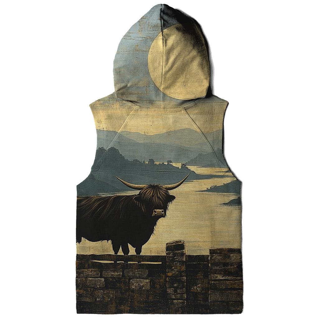 Highland Cow Dawn Eclipse Over The Glen pullover hoodies