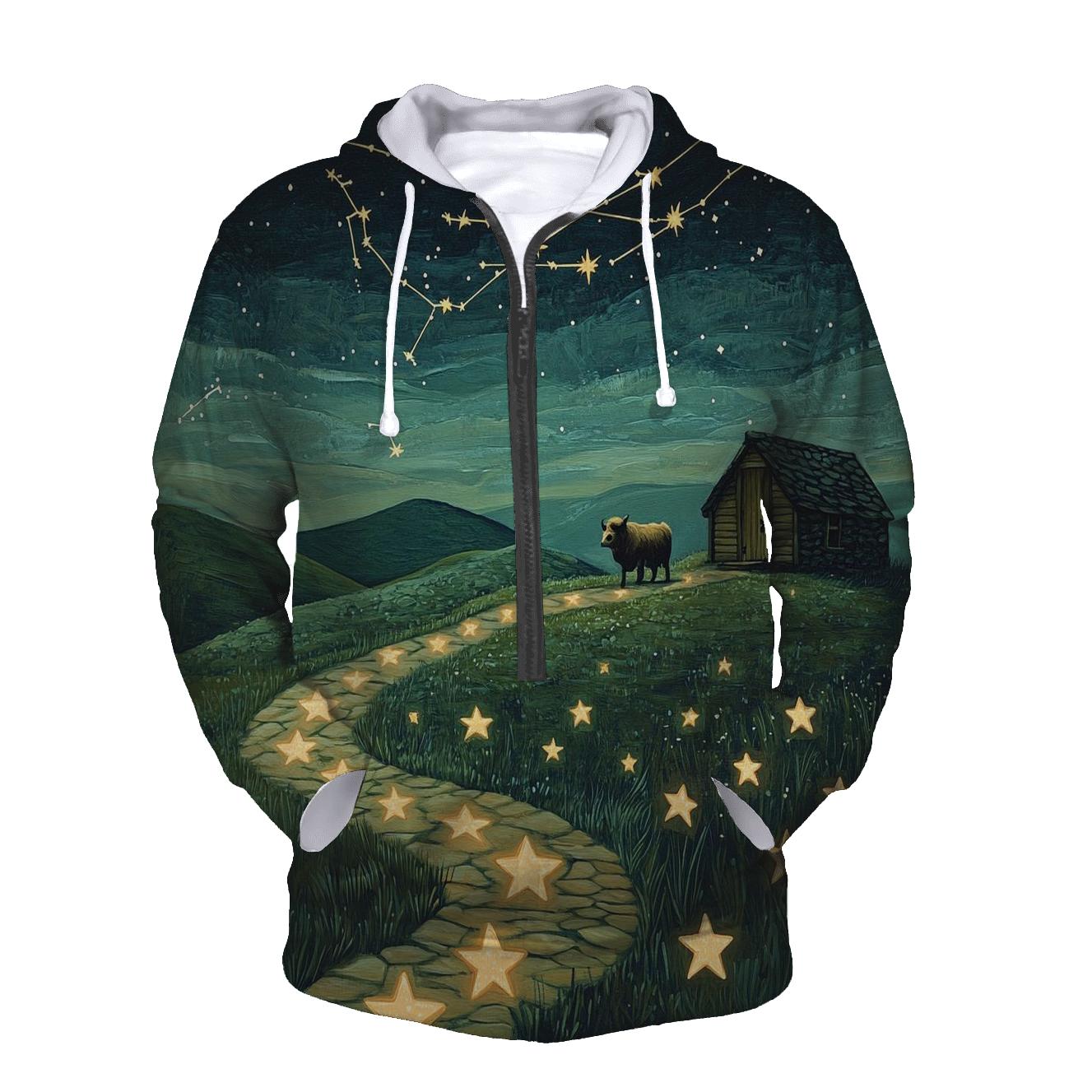 Star Map Trail To The Highland Cow Bothy pullover hoodies