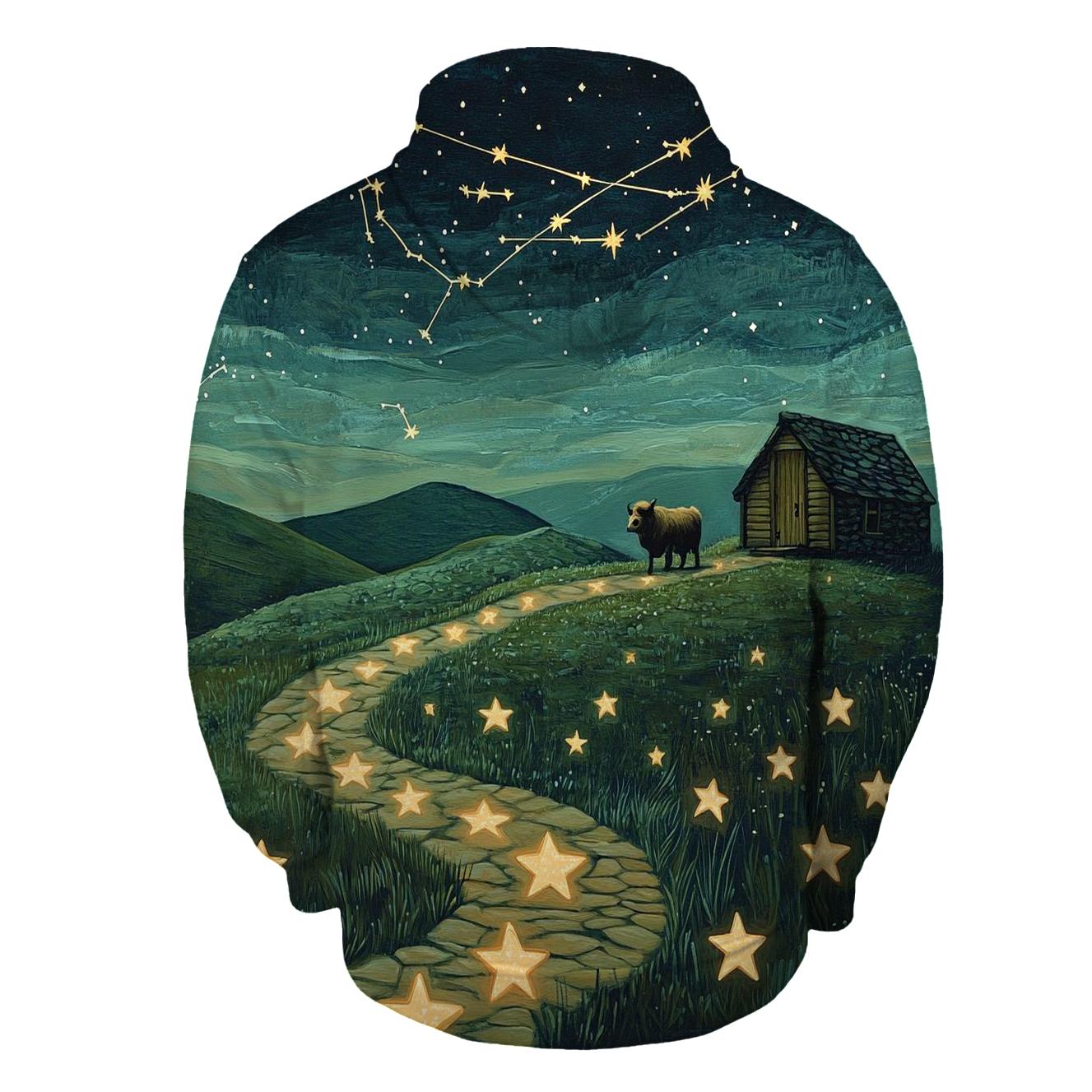 Star Map Trail To The Highland Cow Bothy pullover hoodies