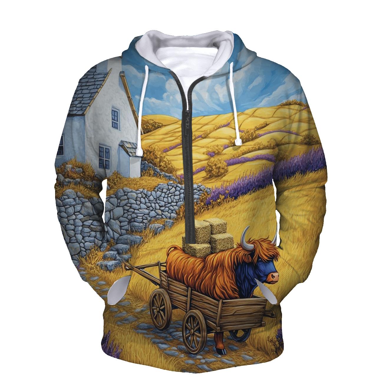 Highland Cow Harvest On The Golden Hill lightweight hoodies