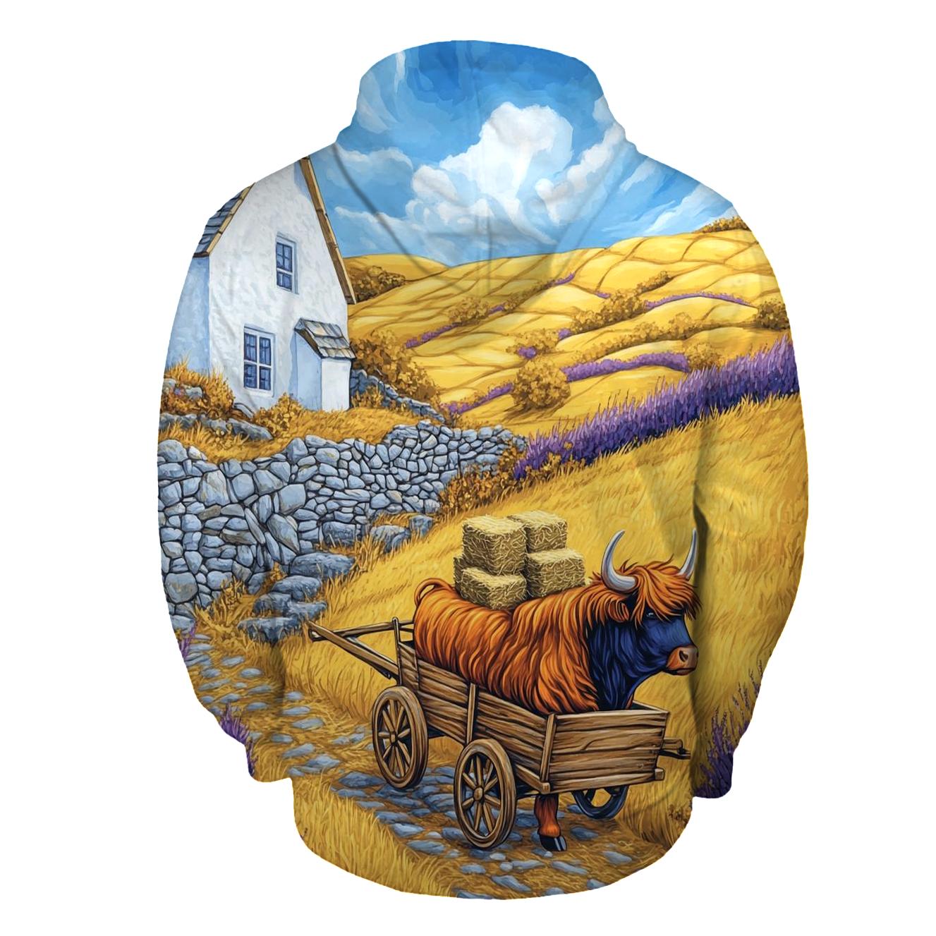 Highland Cow Harvest On The Golden Hill lightweight hoodies