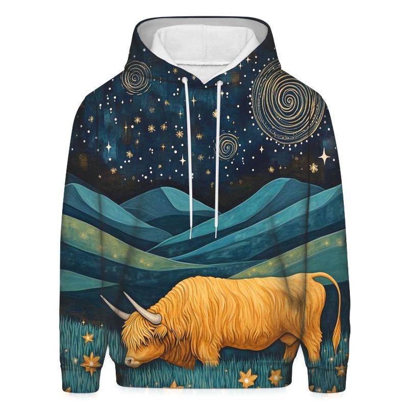 Celestial Pasture Highland Cow Edition heavyweight hoodies