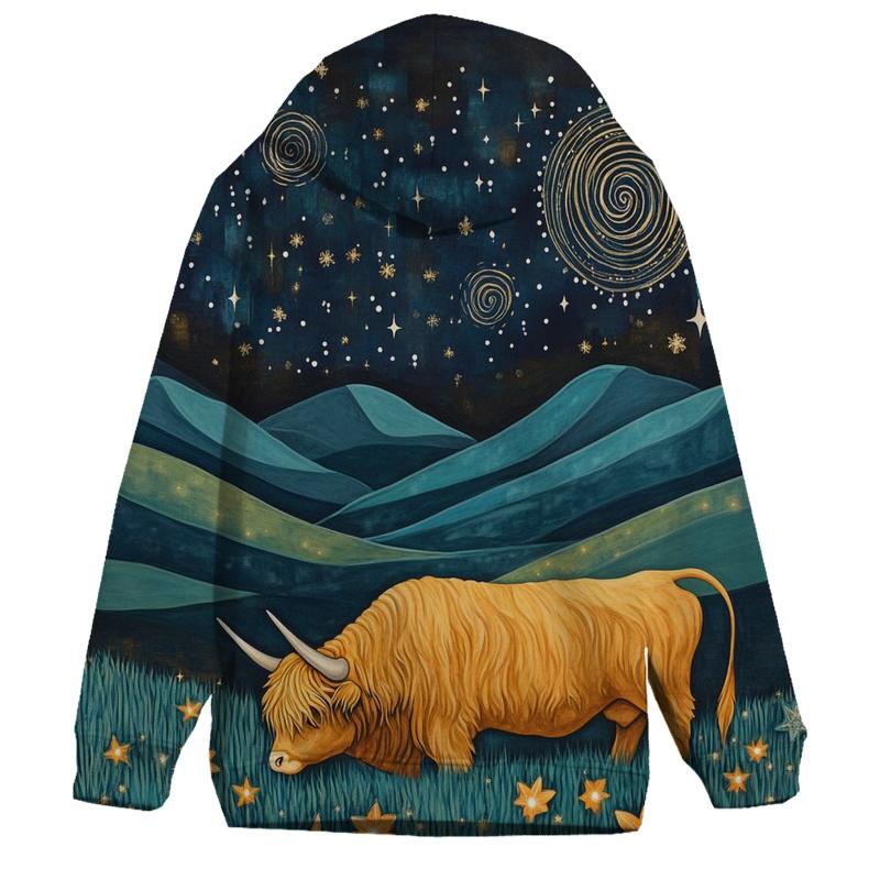 Celestial Pasture Highland Cow Edition heavyweight hoodies