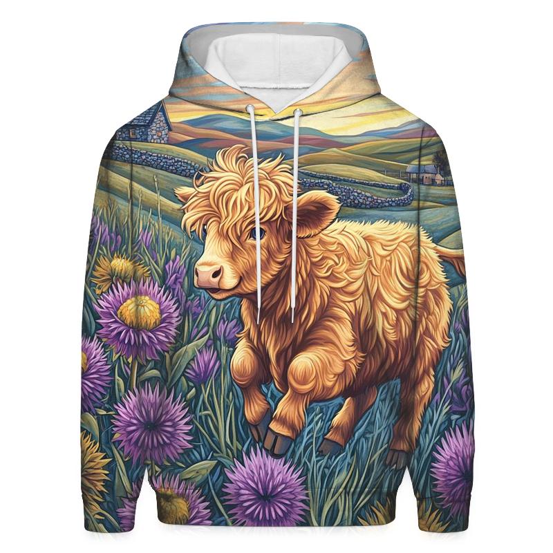 Highland Cow Among The Comet Thistles hoodie styles