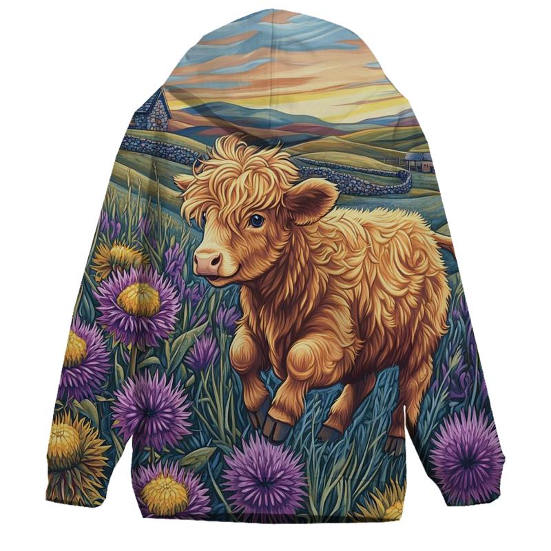 Highland Cow Among The Comet Thistles hoodie styles