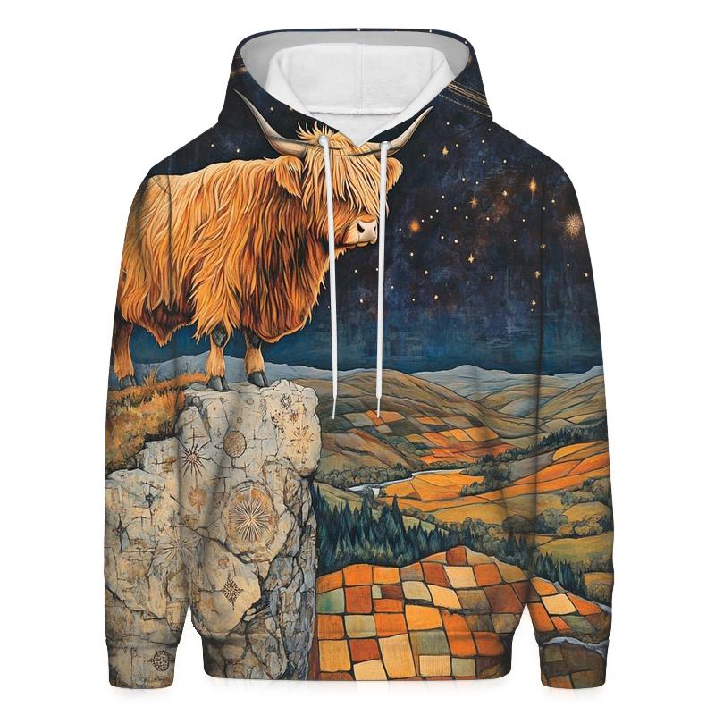 Highland Cow On The Comet Stone Outcrop zip-up hoodies