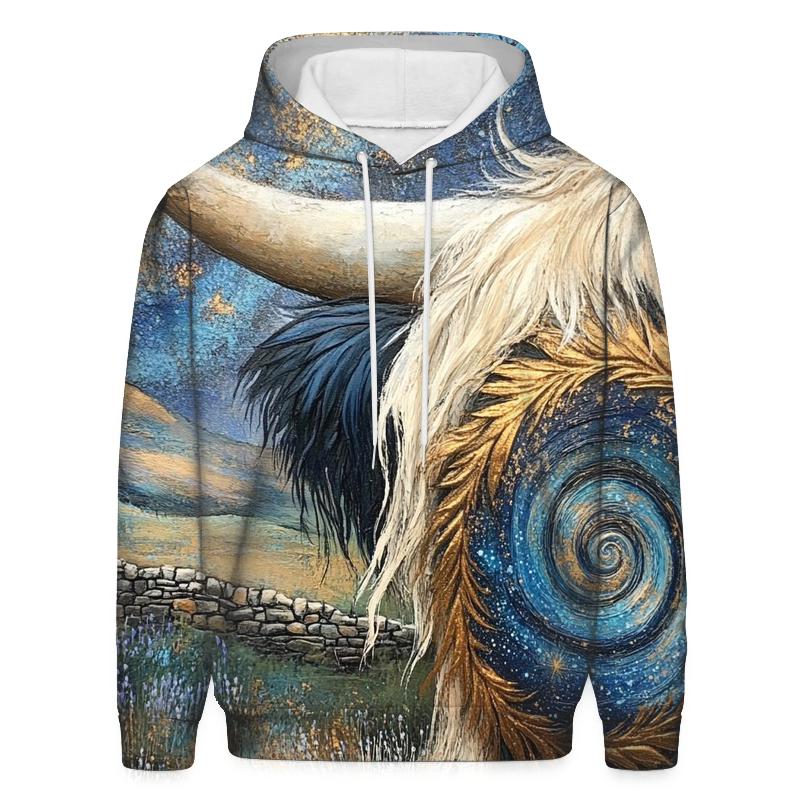 Galaxy Swirl In A Highland Cow Horn Pattern hoodies fashion