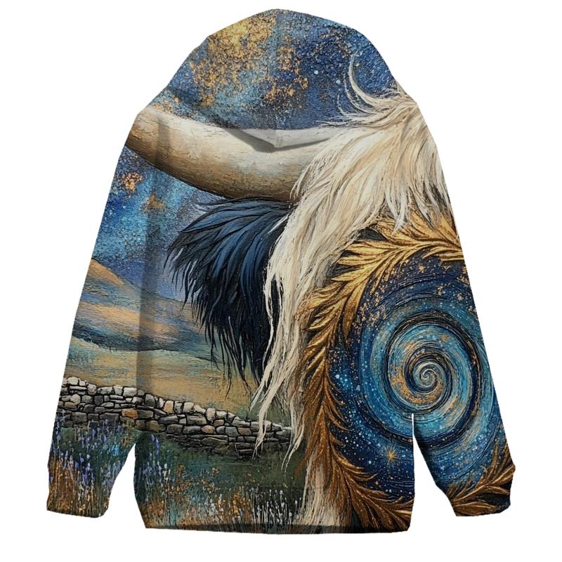 Galaxy Swirl In A Highland Cow Horn Pattern hoodies fashion
