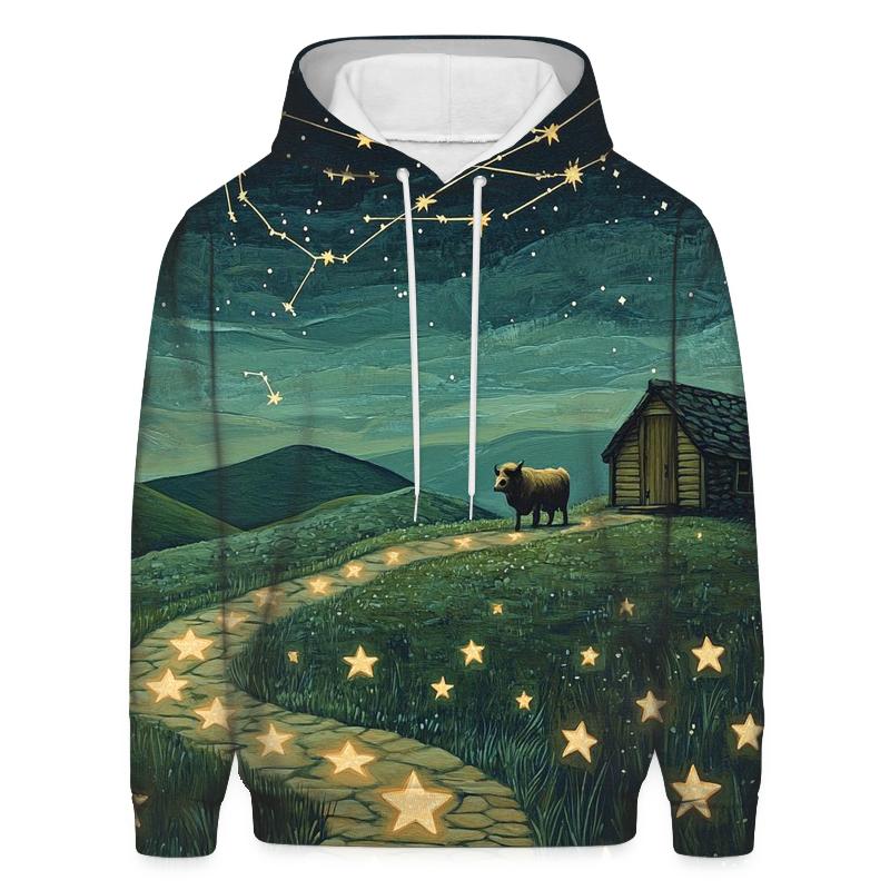 Star Map Trail To The Highland Cow Bothy pullover hoodies