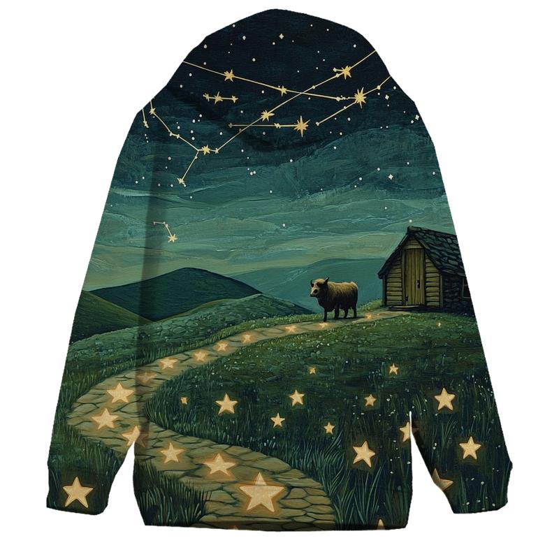 Star Map Trail To The Highland Cow Bothy pullover hoodies