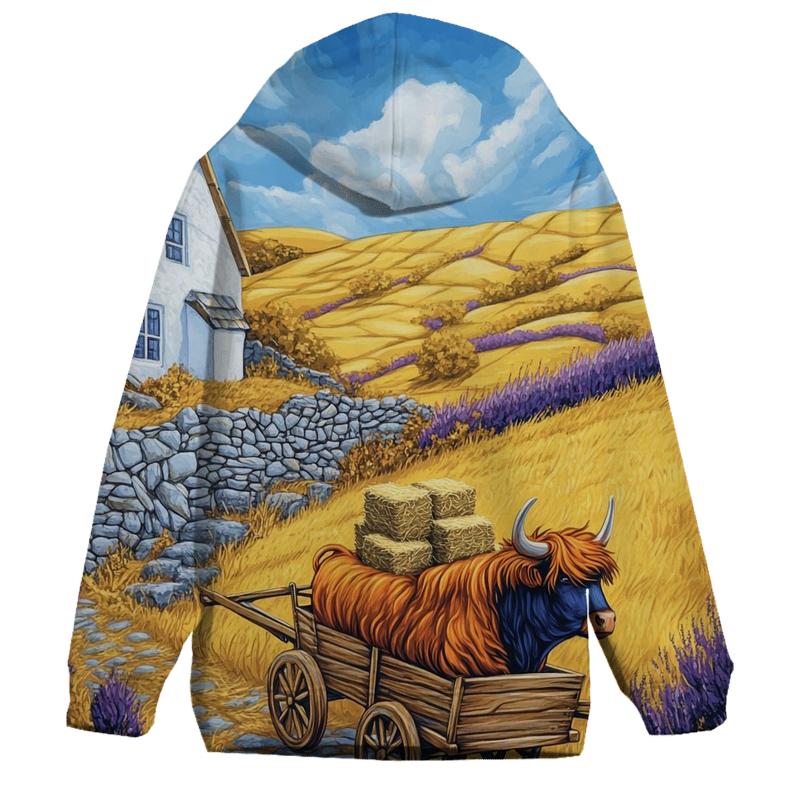 Highland Cow Harvest On The Golden Hill pullover hoodies