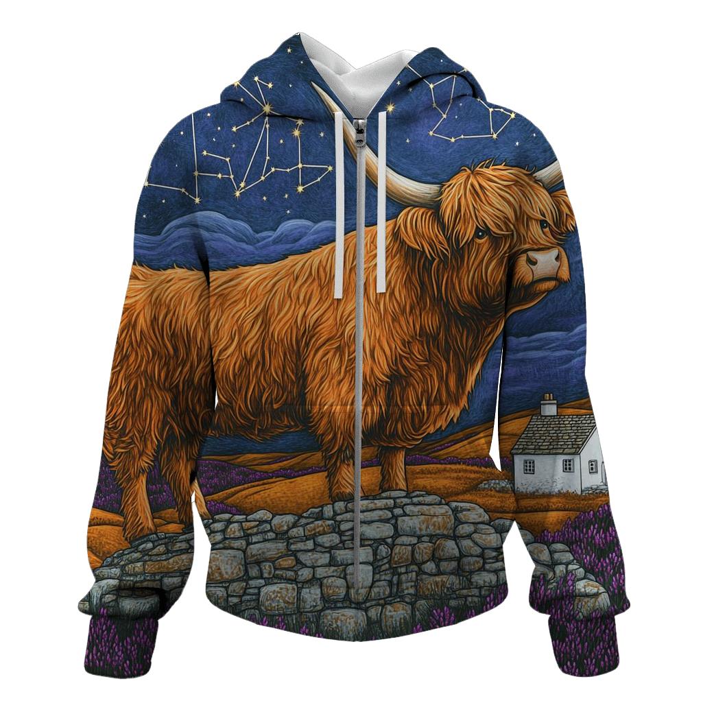 Highland Cow Stargazer Of The Heather Moors hoodies fashion