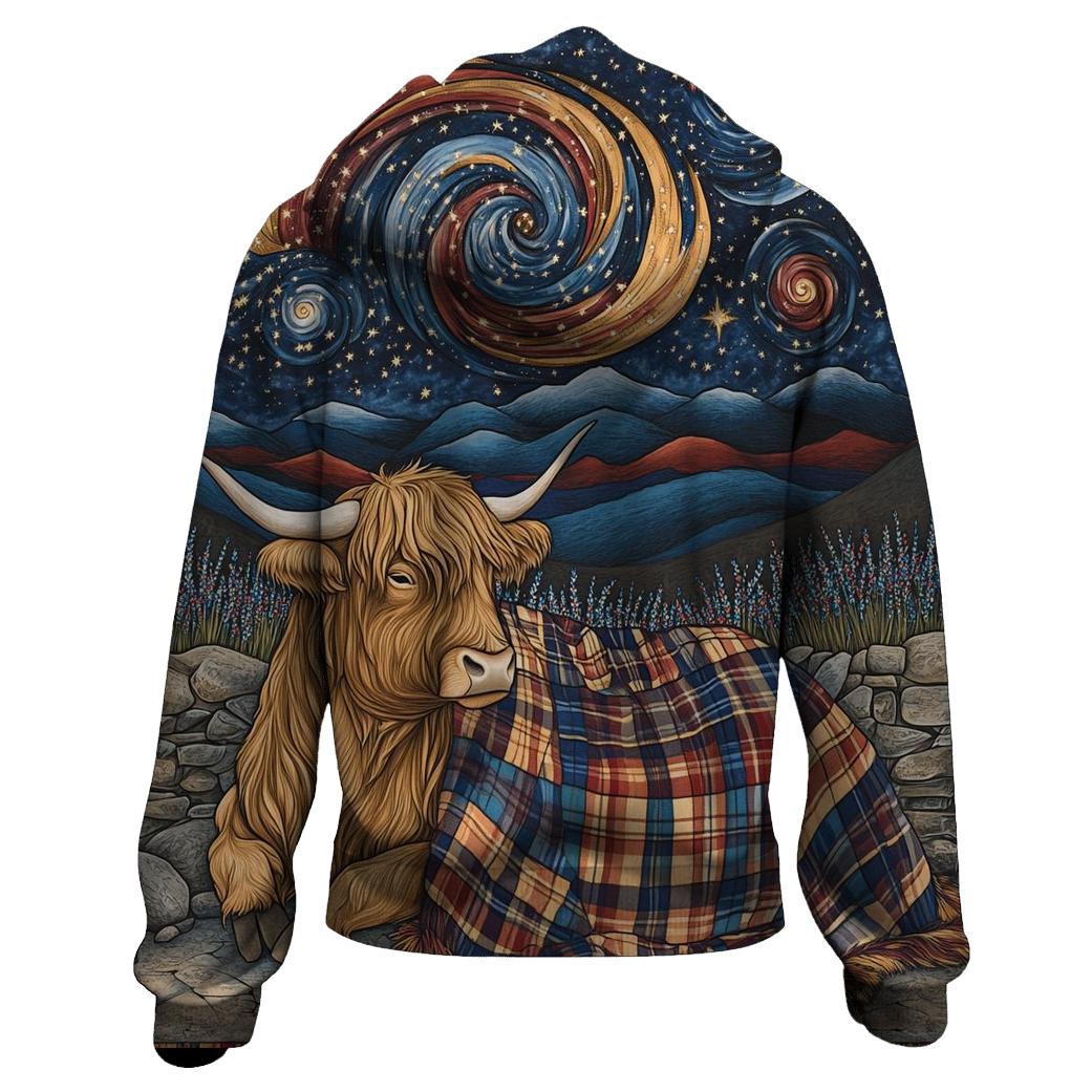 Galactic Tartan Blanket For A Highland Cow hoodie designs