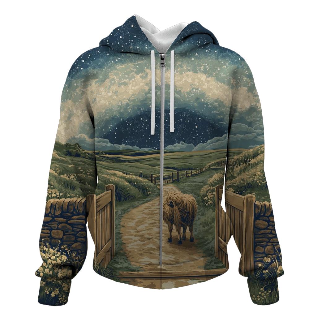 Highland Cow At The Milky Way Gate custom hoodies