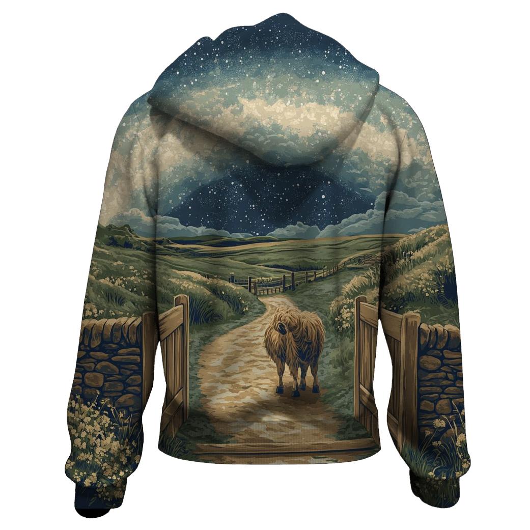 Highland Cow At The Milky Way Gate custom hoodies