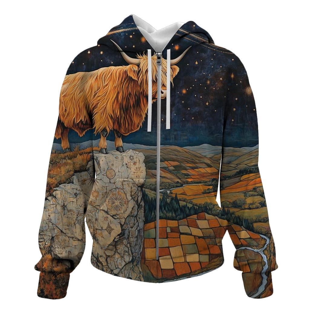 Highland Cow On The Comet Stone Outcrop lightweight hoodies