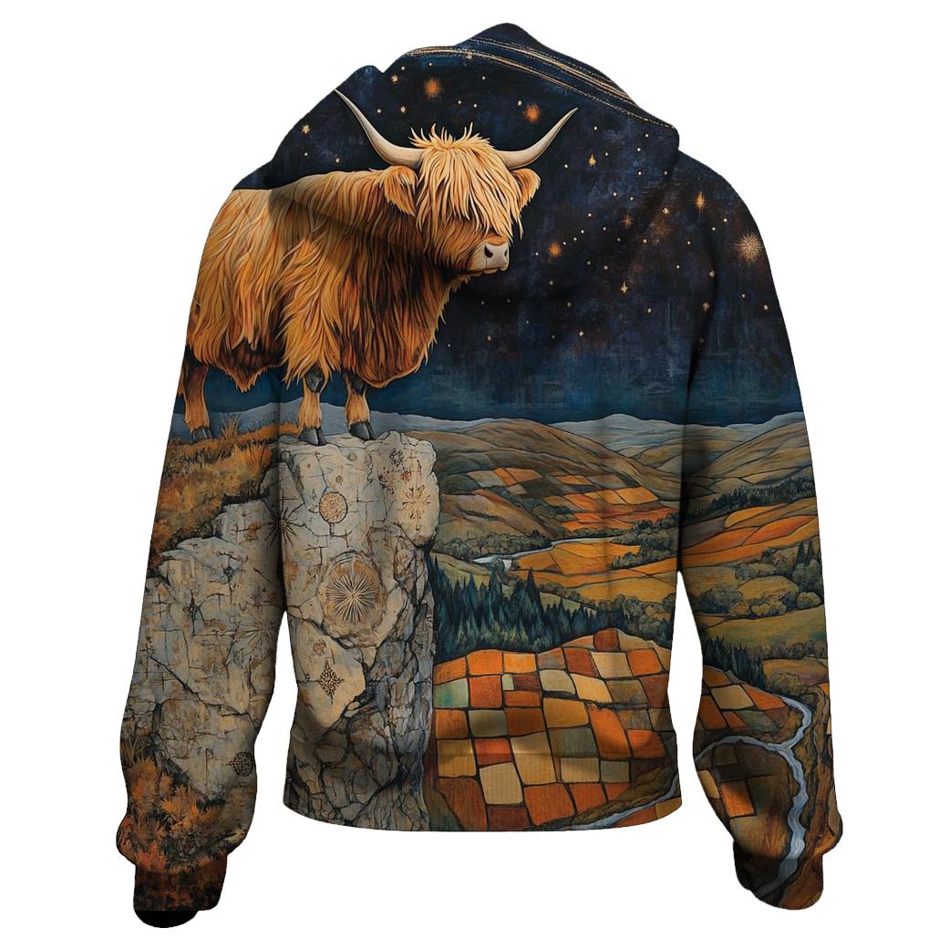 Highland Cow On The Comet Stone Outcrop lightweight hoodies