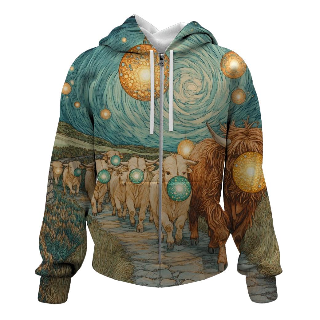 Highland Cow Lantern Parade Under The Star Dome hoodie designs