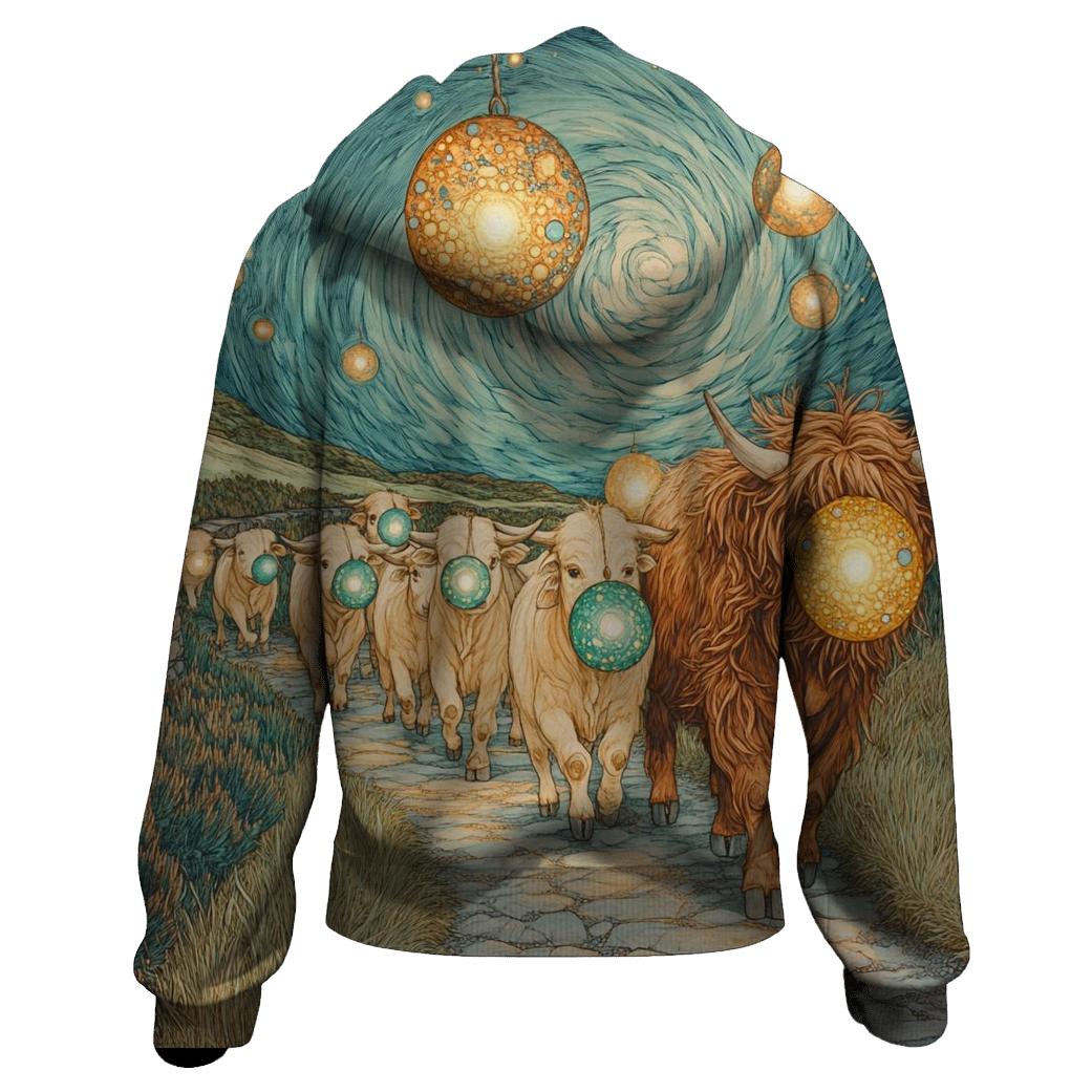 Highland Cow Lantern Parade Under The Star Dome hoodie designs