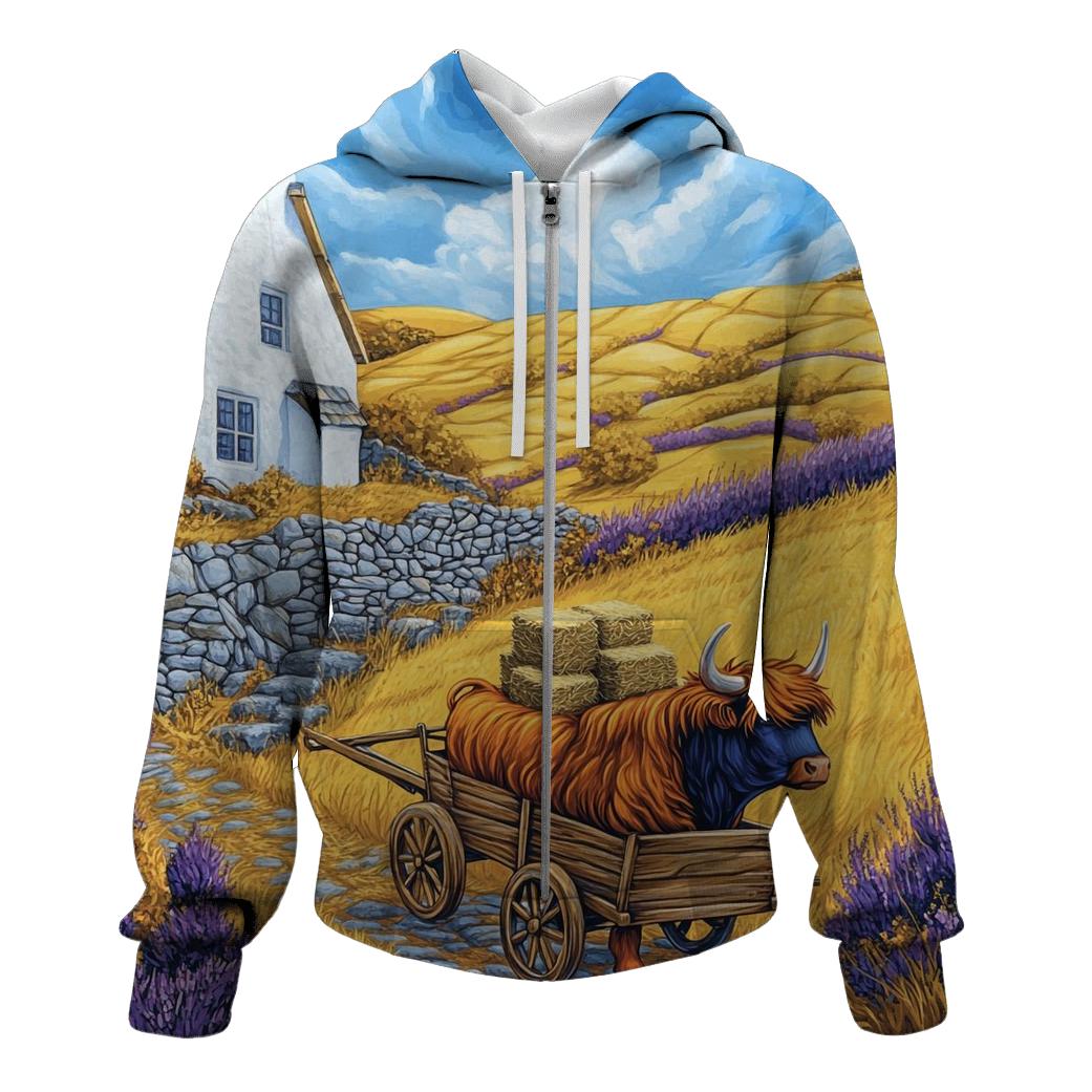 Highland Cow Harvest On The Golden Hill hoodie designs