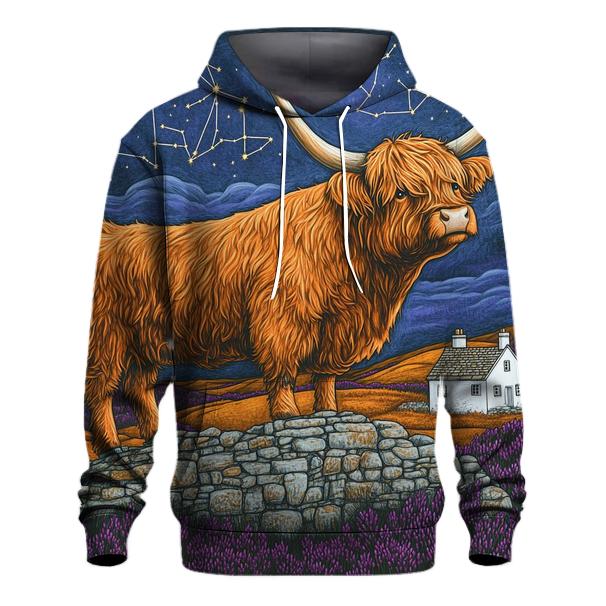 Highland Cow Stargazer Of The Heather Moors custom hoodies
