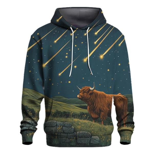 Highland Cow Shepherd Of The Shooting Stars designer hoodies