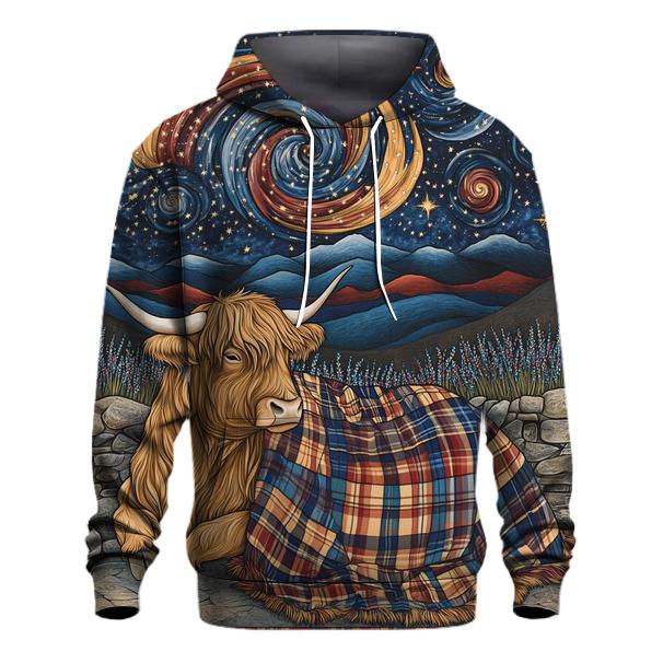 Galactic Tartan Blanket For A Highland Cow graphic hoodies
