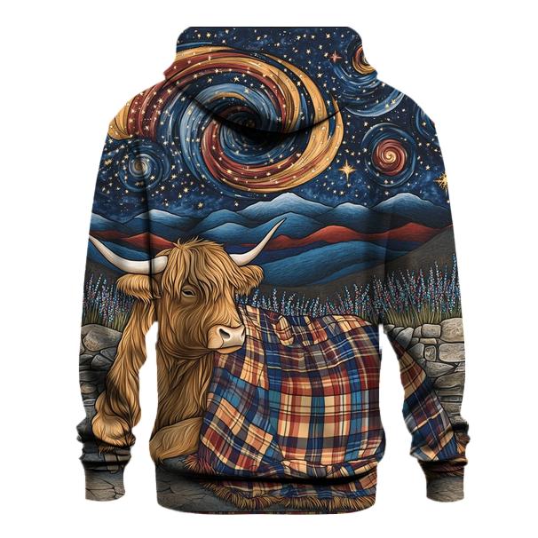 Galactic Tartan Blanket For A Highland Cow graphic hoodies