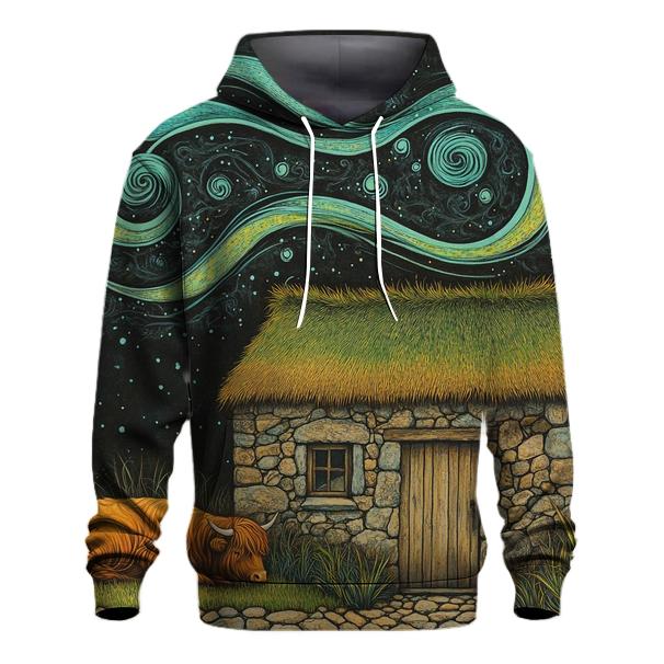 Solar Wind Over The Highland Cow Byre Roof premium hoodies