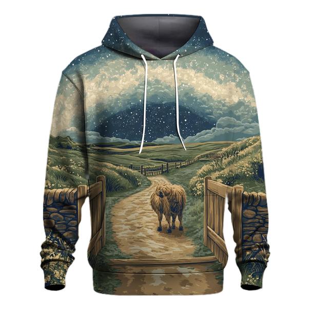 Highland Cow At The Milky Way Gate hoodie designs