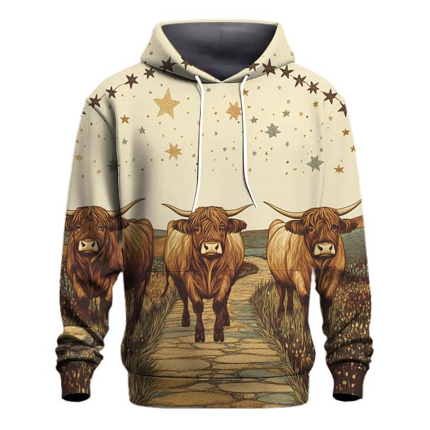 Highland Cow Caravan Under The Star Bridge embroidered hoodies