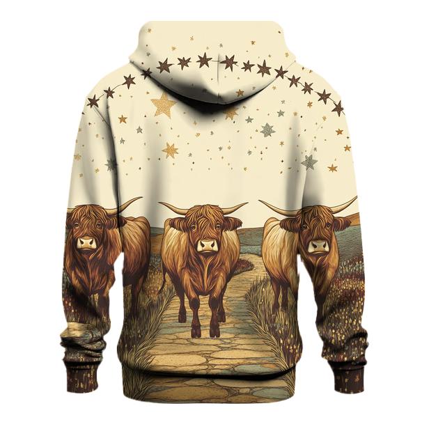Highland Cow Caravan Under The Star Bridge embroidered hoodies