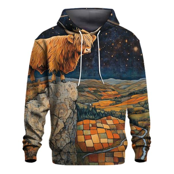 Highland Cow On The Comet Stone Outcrop hoodie designs