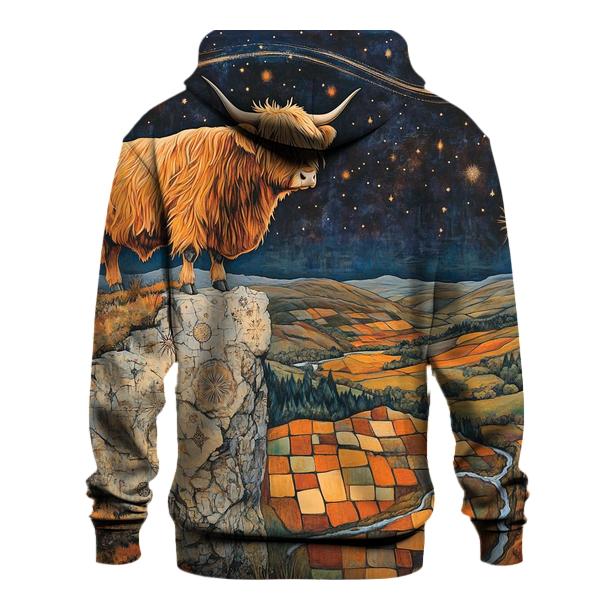 Highland Cow On The Comet Stone Outcrop hoodie designs