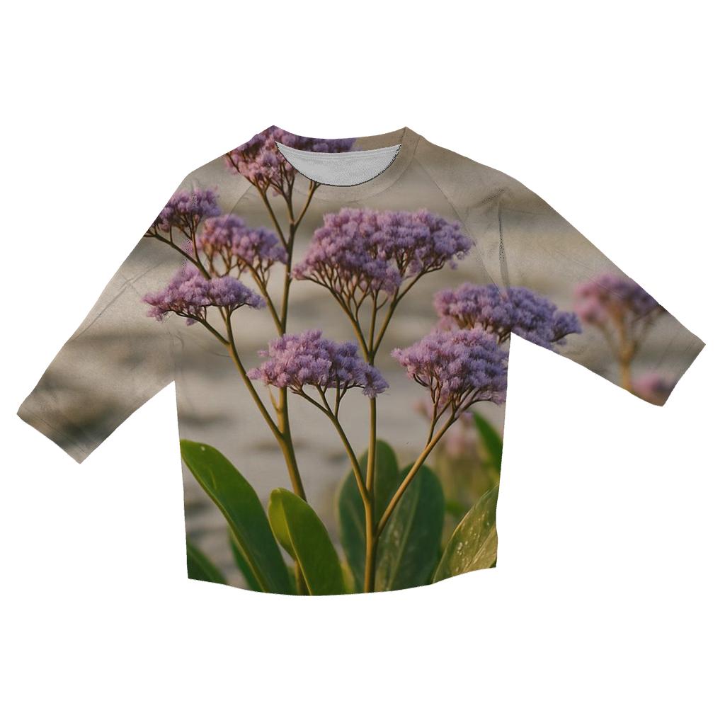 Salt Marsh Sea Lavender At Spring Tide printed three quarter sleeve shirts