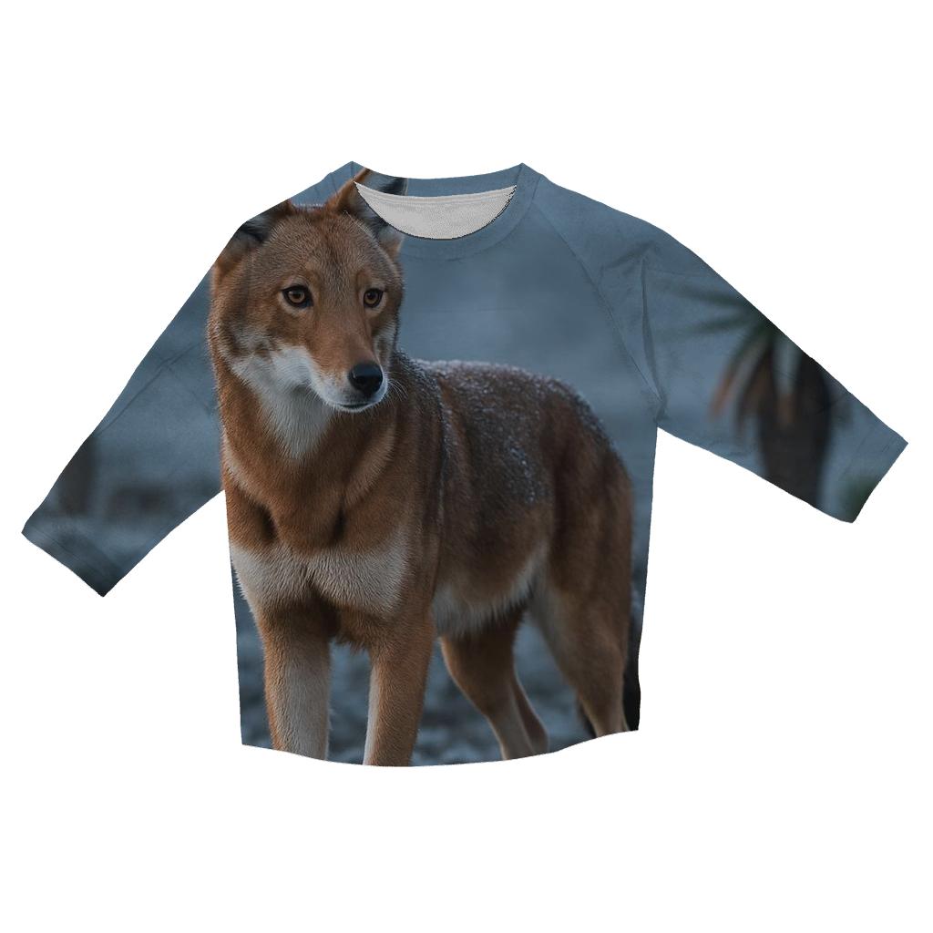 Ethiopian Wolf Among Giant Lobelias cotton quarter sleeve shirts