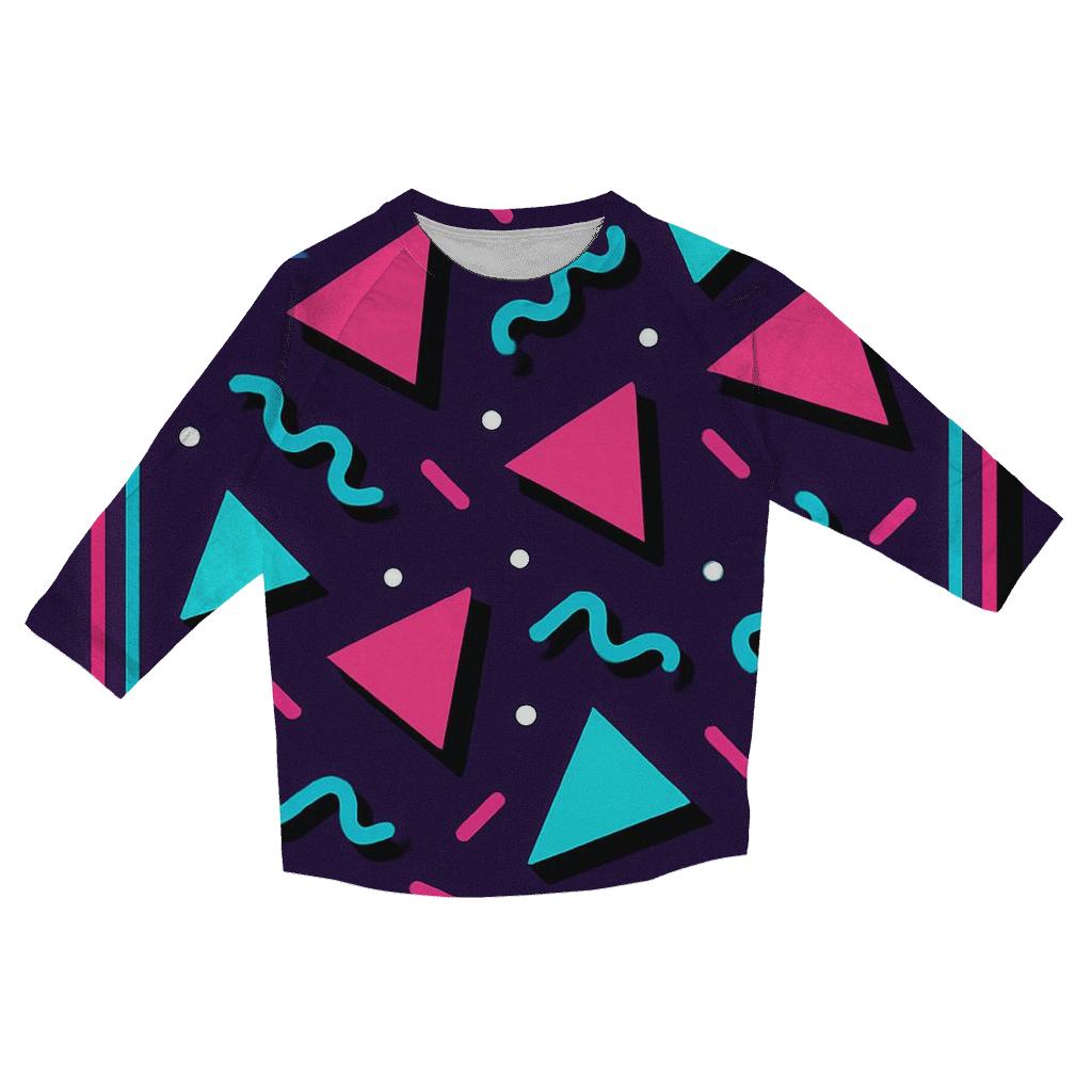 Neon Roller Rink Geometry personalized 3/4 sleeve tees