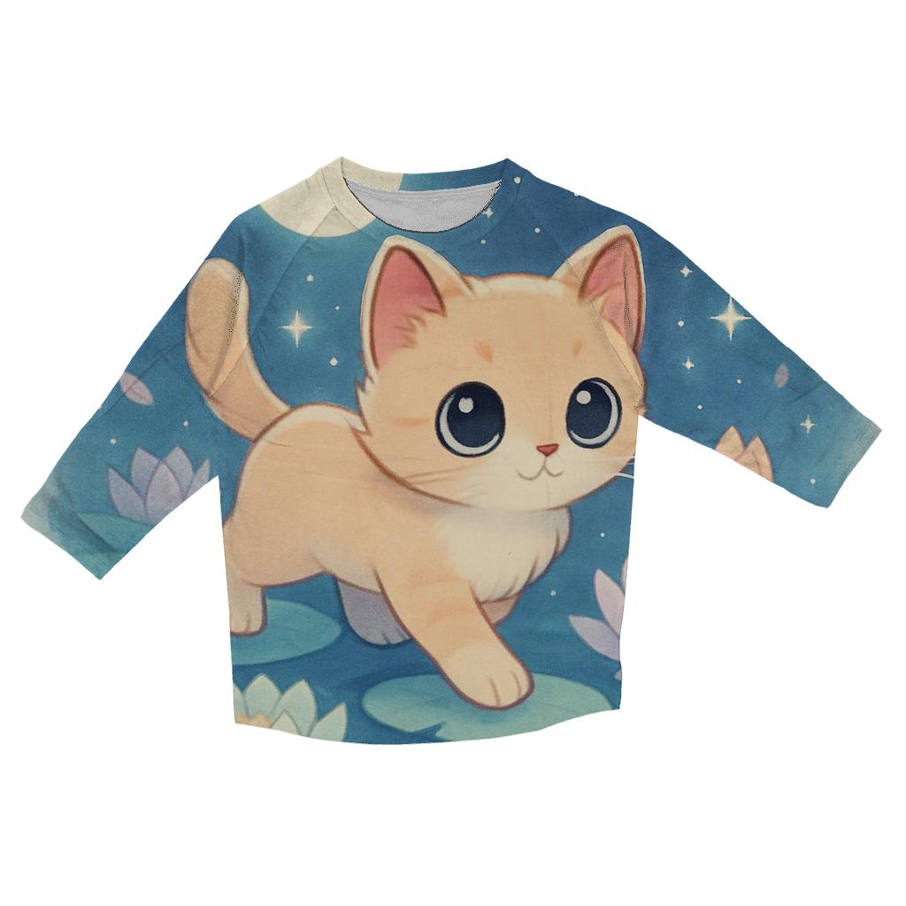 Moonlit Purrcelain Garden fashion 3/4 sleeve shirts